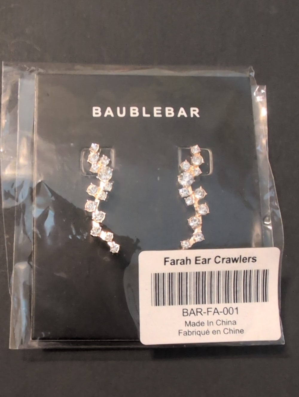 BaubleBar Gold Crystal Ear Crawlers with Clear Stones